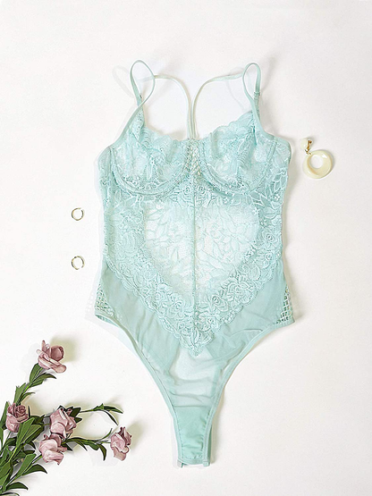 Garmol Womens Teddy Lingerie, Lace Underwear Cups Mesh Bodysuit Deep V Neck One Piece Babydoll, XS-XL Apparel & Accessories > Clothing > Underwear & Socks > Lingerie Garmol   