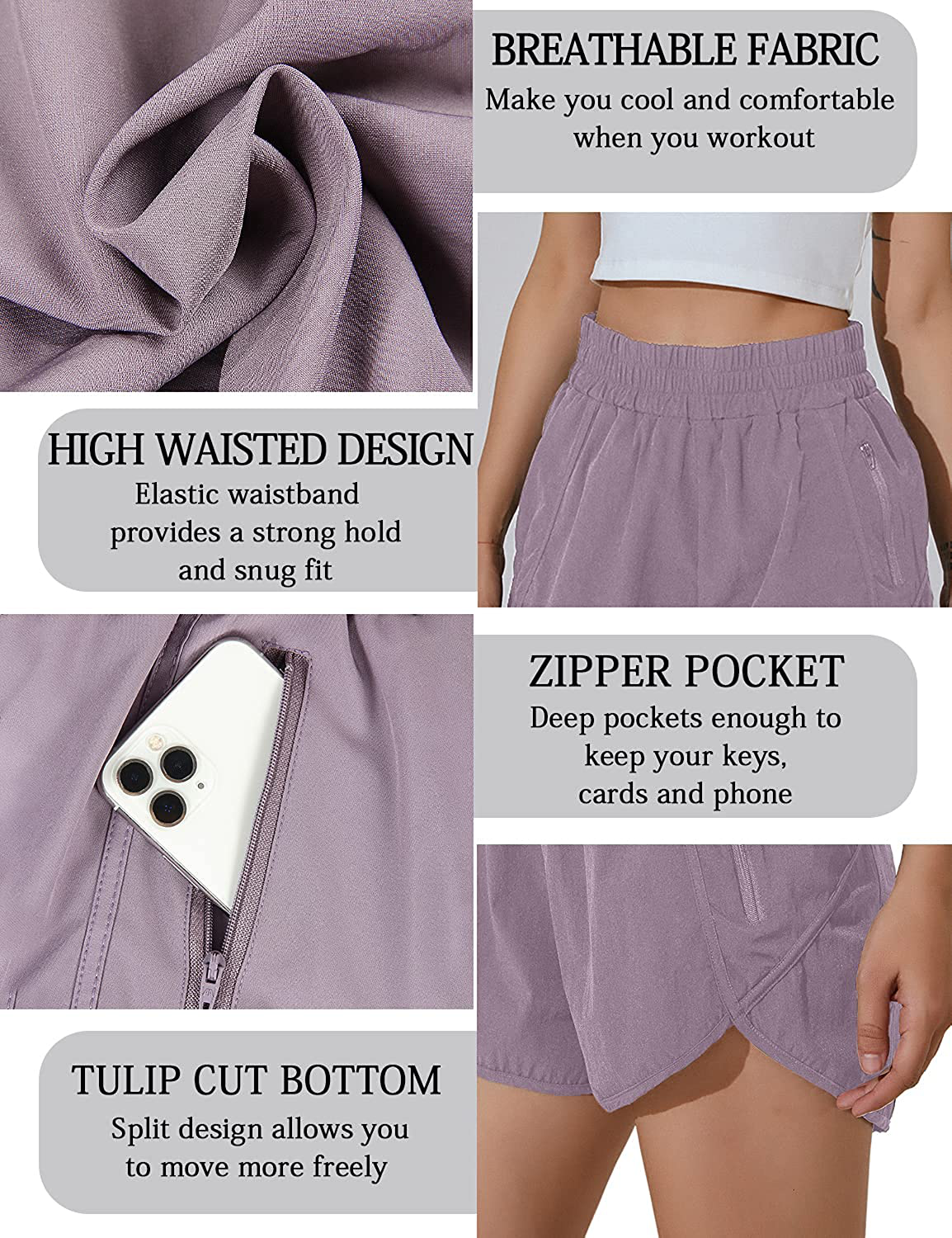 BMJL Women'S Running Shorts Elastic High Waisted Shorts Pocket Sporty Workout Shorts Quick Dry Athletic Shorts Pants Apparel & Accessories > Clothing > Shorts Kylie Max   