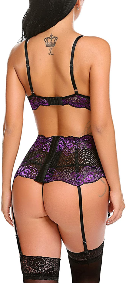 Avidlove Women Lingerie Set with Garter Belts Sexy Bra and Panty Underwire Lingerie Sets Apparel & Accessories > Clothing > Underwear & Socks > Lingerie Avidlove   