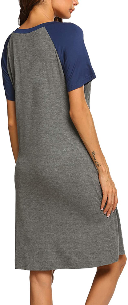 Ekouaer Womens Nightgowns Short Sleeve Nightshirts Printed Sleepwear Soft Sleep Shirts S-3XL Apparel & Accessories > Clothing > Sleepwear & Loungewear > Nightgowns Kylie Max   