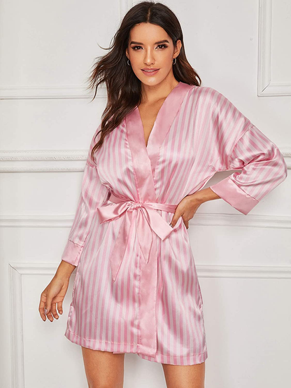 Floerns Women'S Bridesmaid Satin Kimono Oblique V Neck Bathrobe Robes Apparel & Accessories > Clothing > Sleepwear & Loungewear > Robes Floerns   