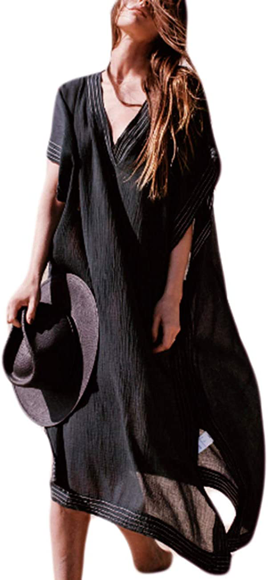 Bsubseach Women Beachwear Turkish Kaftans Long Swimsuit Cover up Caftan Beach Dress Apparel & Accessories > Clothing > Swimwear Kylie Max   
