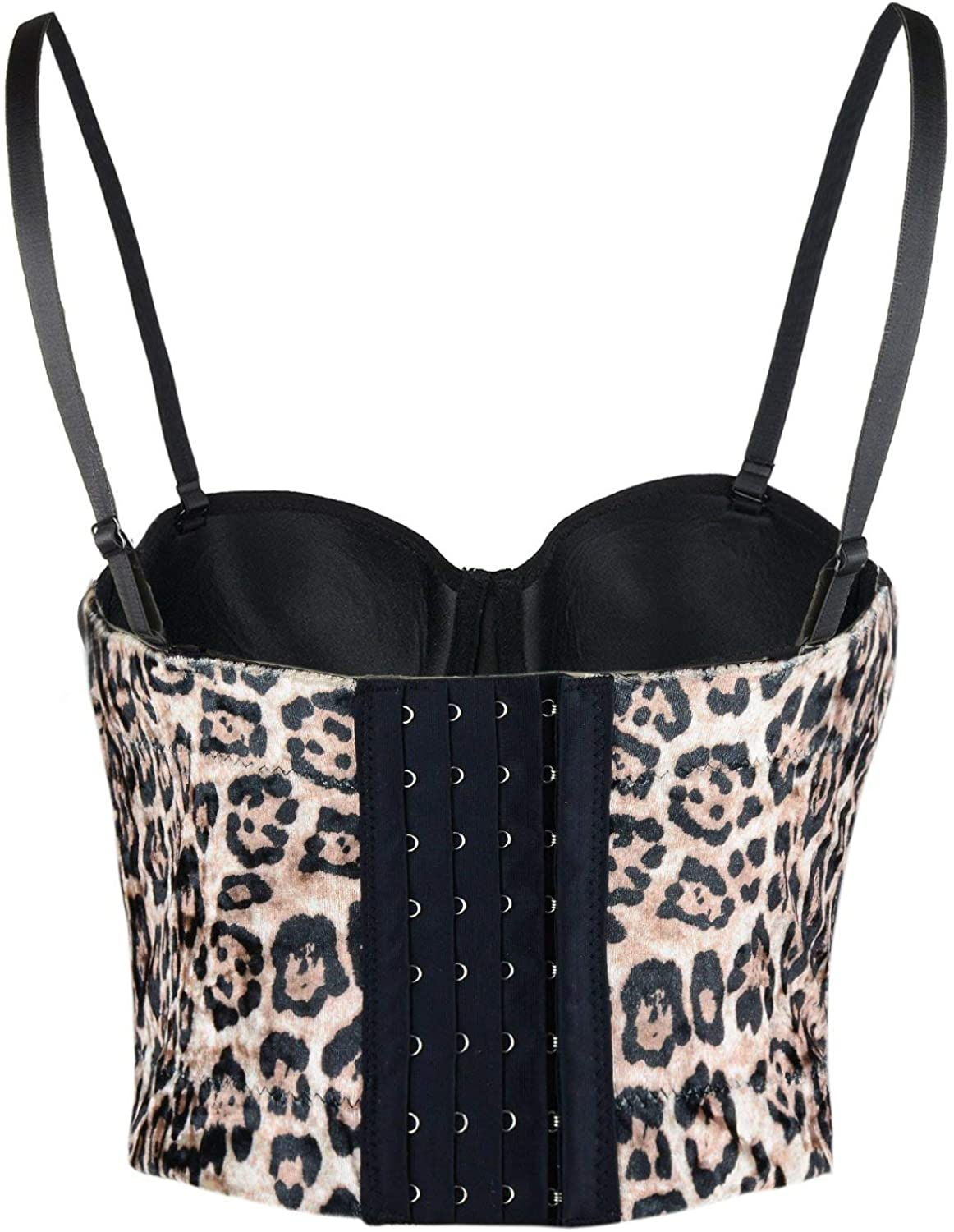 ELLACCI Leopard Pattern Bustier Crop Top Sexy Women'S Corset Top Bra Brown Apparel & Accessories > Clothing > Underwear & Socks > Lingerie ELLACCI   