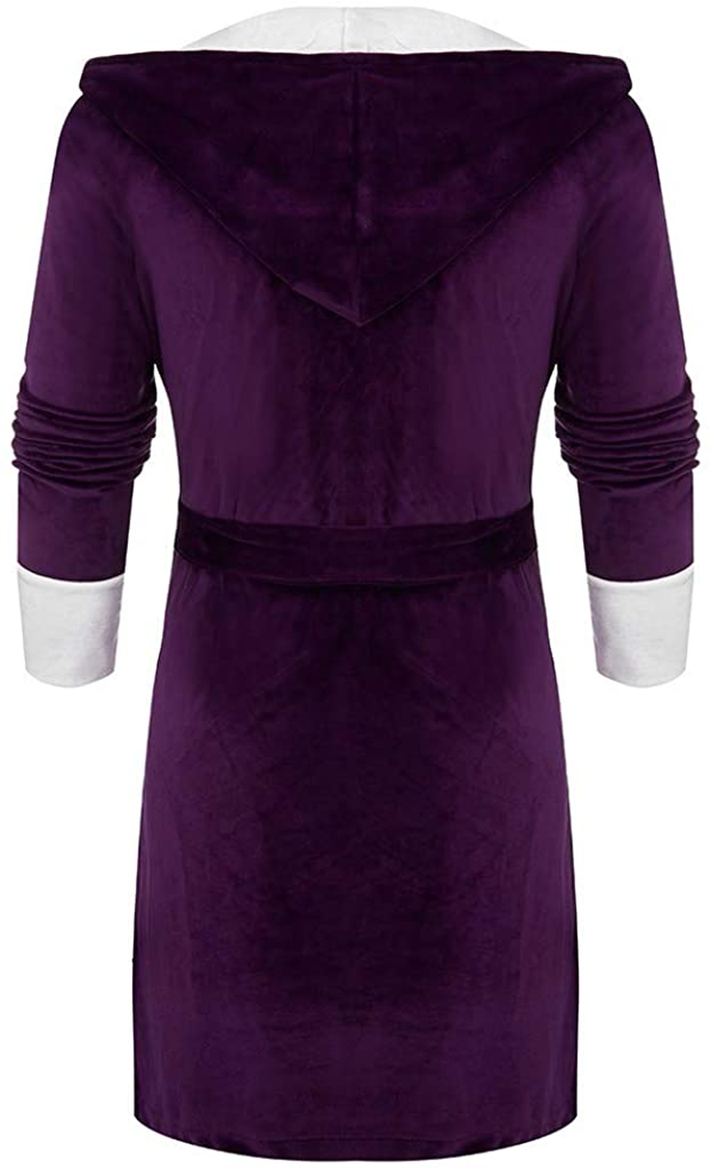 Women'S Autum Winter plus Size Hooded Jumpsuit Pajamas Robe,Loose Long Bathrobe Sleepwear Loungewear Negligees Nightgowns Apparel & Accessories > Clothing > Underwear & Socks > Shapewear AKshehe   