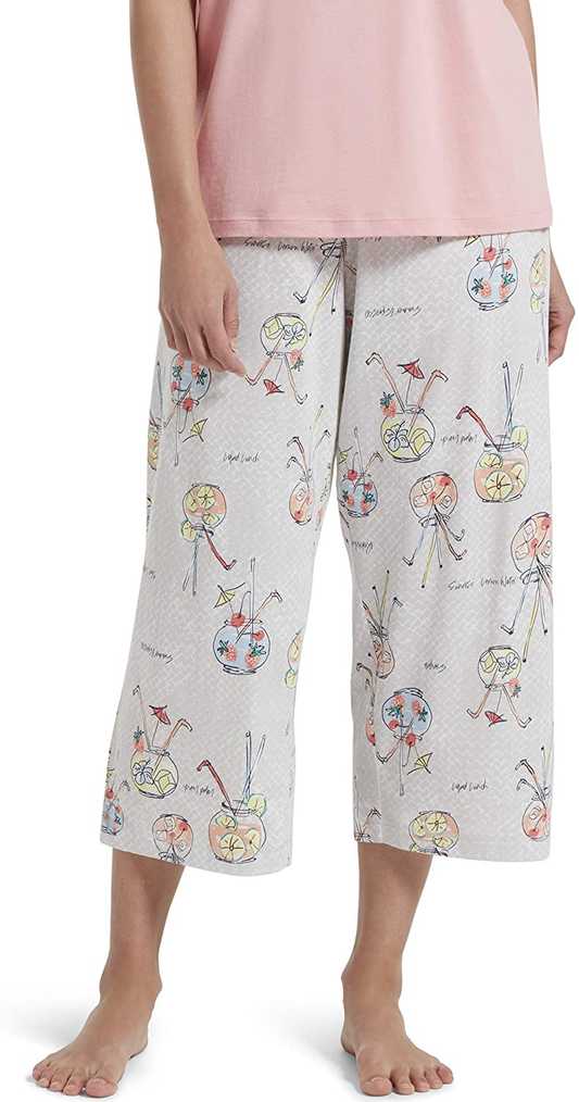 HUE Womens Printed Knit Capri Pajama Sleep Pant Apparel & Accessories > Clothing > Sleepwear & Loungewear > Pajamas Kylie Max   