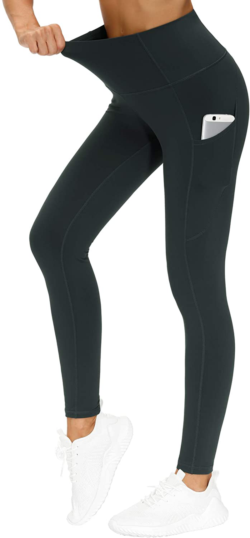THE GYM PEOPLE Thick High Waist Yoga Pants with Pockets, Tummy Control Workout Running Yoga Leggings for Women Apparel & Accessories > Clothing > Activewear THE GYM PEOPLE Charcoal Grey X-Large 