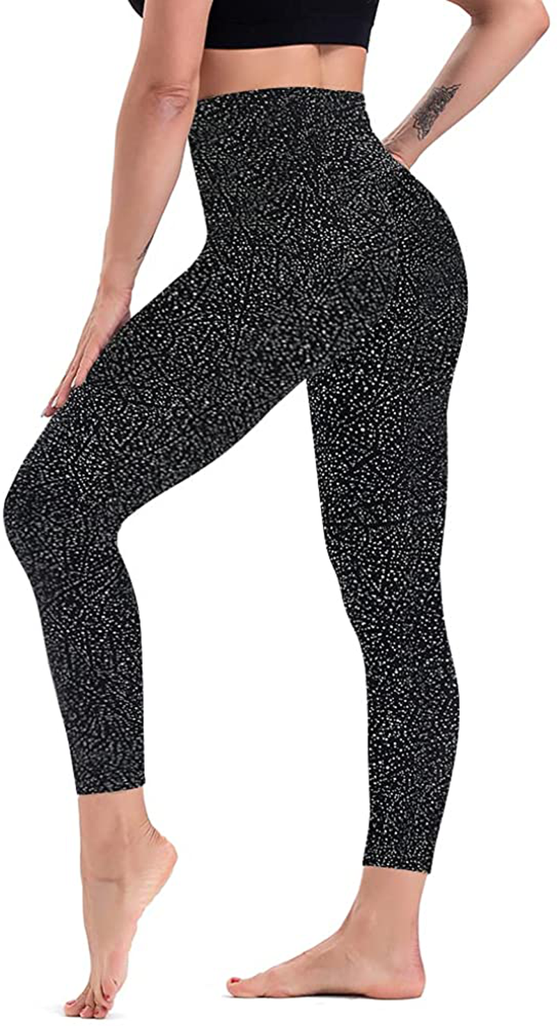 TNNZEET High Waisted Pattern Leggings for Women - Buttery Soft Tummy Control Printed Pants for Workout Yoga Apparel & Accessories > Clothing > Activewear TNNZEET White Dot Small-Medium 