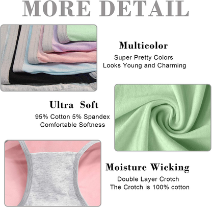 Cotton Full Coverage Underwear Womens Panties No Ride up Hipster Soft Breathable Stretch Bikini Ladies Briefs 6 Pack Apparel & Accessories > Clothing > Underwear & Socks > Underwear DUKAWA   