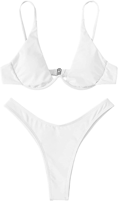 Verdusa Women'S Sexy Triangle Bathing Two Pieces Swimsuit Bikini Set Apparel & Accessories > Clothing > Underwear & Socks > Underwear Verdusa White Large 