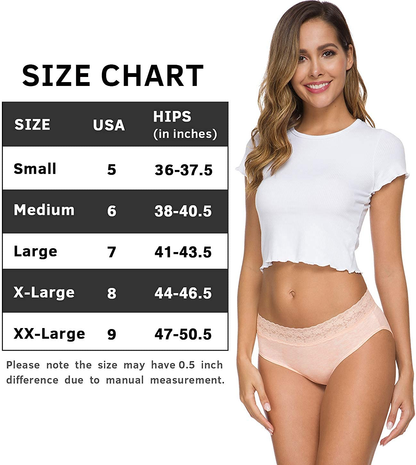 Cotton Panties for Women Bikini Underwear Hipster Underpants Lace Briefs Pack Apparel & Accessories > Clothing > Underwear & Socks > Underwear Wealurre   