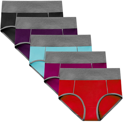 POKARLA Women'S High Waisted Cotton Underwear Soft Breathable Panties Stretch Briefs Regular & plus Size 5-Pack Apparel & Accessories > Clothing > Underwear & Socks > Underwear POKARLA Multicolored-05-5pack 4X-Large 