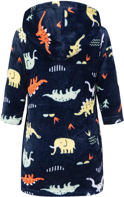 Kids Little Boys Girls Cartoon Animal Hooded Bathrobe Toddler Robe Pajamas Sleepwear Apparel & Accessories > Clothing > Sleepwear & Loungewear > Robes Kylie Max   