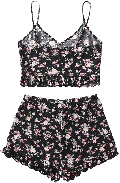 Shein Women'S Summer Floral Print Cami Top and Shorts Pajamas Set Apparel & Accessories > Clothing > Sleepwear & Loungewear Kylie Max   