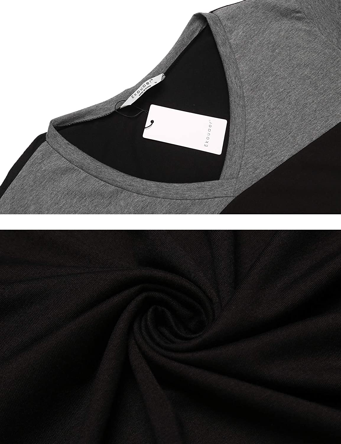 Ekouaer Nightgowns Mens V Neck Long Sleeve Sleepwear Big&Tall Pajama Sleeping Wear Loungewear Nightshirts M-XXXL Apparel & Accessories > Clothing > Sleepwear & Loungewear > Nightgowns Kylie Max   