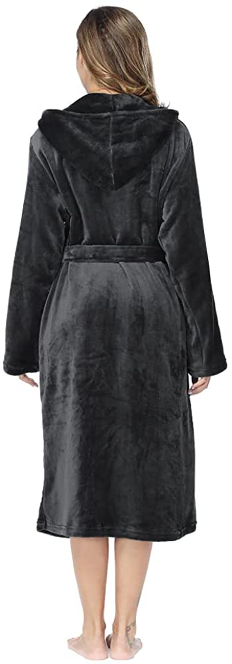 RONGTAI Womens Long Robes Plush Fleece Nightgown Thick plus Size Hooded Bathrobe with Pockets Fluffy Sleepwear for Men Apparel & Accessories > Clothing > Sleepwear & Loungewear > Robes Kylie Max   