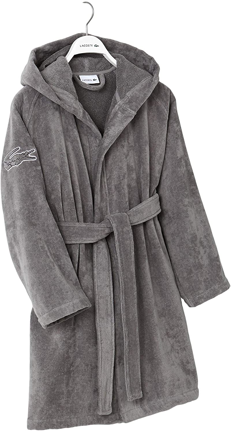 Lacoste Fairplay Robe, 100% Cotton, 34"L, Meteorite Apparel & Accessories > Clothing > Sleepwear & Loungewear > Robes Kylie Max   