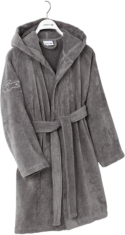 Lacoste Fairplay Robe, 100% Cotton, 34"L, Meteorite Apparel & Accessories > Clothing > Sleepwear & Loungewear > Robes Kylie Max   