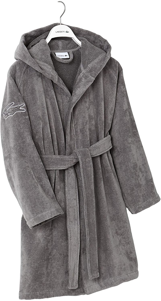 Lacoste Fairplay Robe, 100% Cotton, 34"L, Meteorite Apparel & Accessories > Clothing > Sleepwear & Loungewear > Robes Kylie Max   