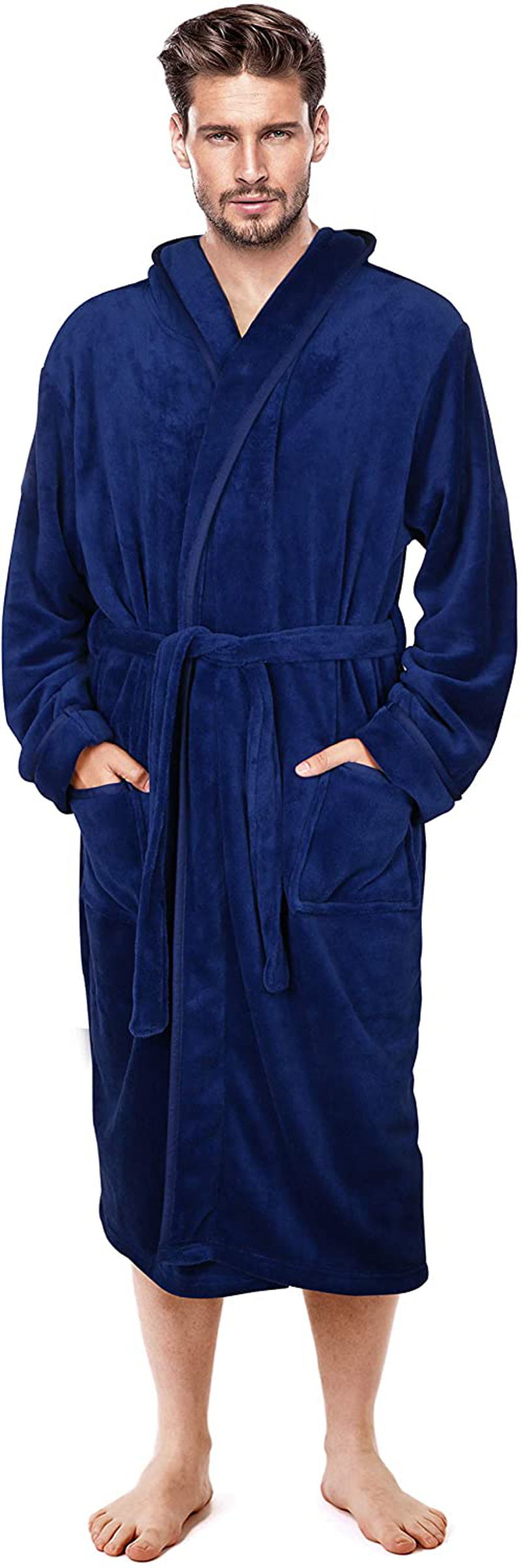 NY Threads Mens Hooded Fleece Robe - Plush Long Bathrobes Apparel & Accessories > Clothing > Sleepwear & Loungewear > Robes Kylie Max   