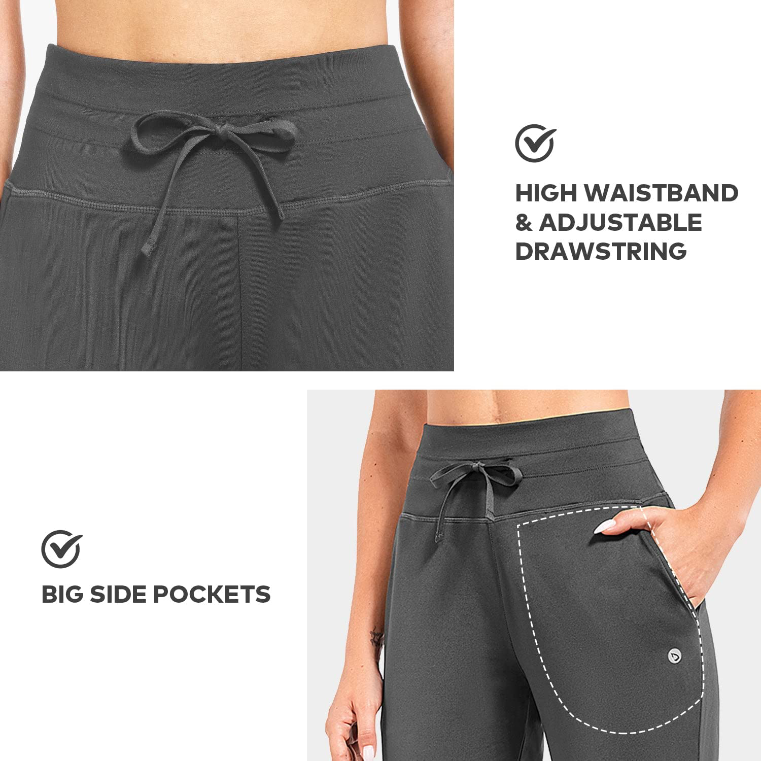 BALEAF Women'S Fleece Lined Pants Water Resistant Sweatpants High Waisted Thermal Joggers Winter Running Hiking Pockets Apparel & Accessories > Clothing > Activewear Kylie Max   