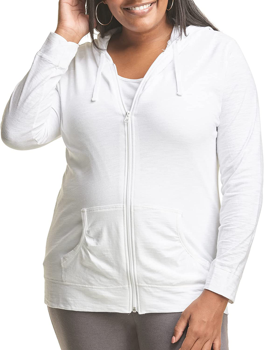 JUST MY SIZE plus Size Slub-Cotton Full-Zip Lightweight Women'S Hoodie Apparel & Accessories > Clothing > Activewear Kylie Max   