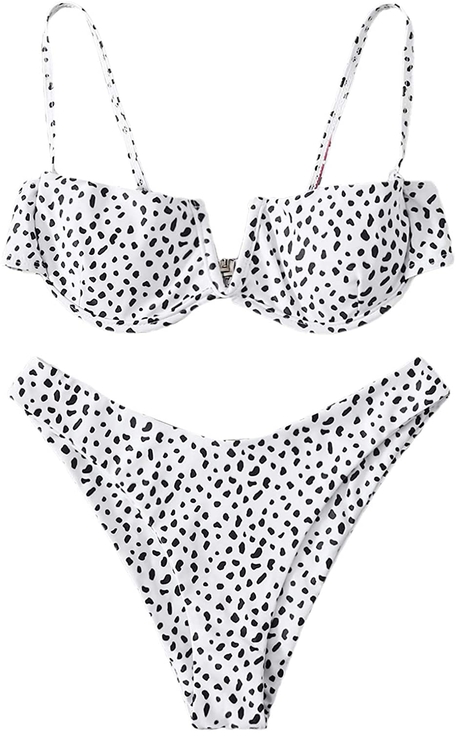 SweatyRocks Women's Sexy Bathing Suits Spaghetti Strap Floral Bikini Set Underwire Swimsuit Apparel & Accessories > Clothing > Swimwear SweatyRocks Black and White Medium 