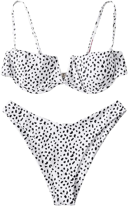 SweatyRocks Women's Sexy Bathing Suits Spaghetti Strap Floral Bikini Set Underwire Swimsuit Apparel & Accessories > Clothing > Swimwear SweatyRocks Black and White Medium 