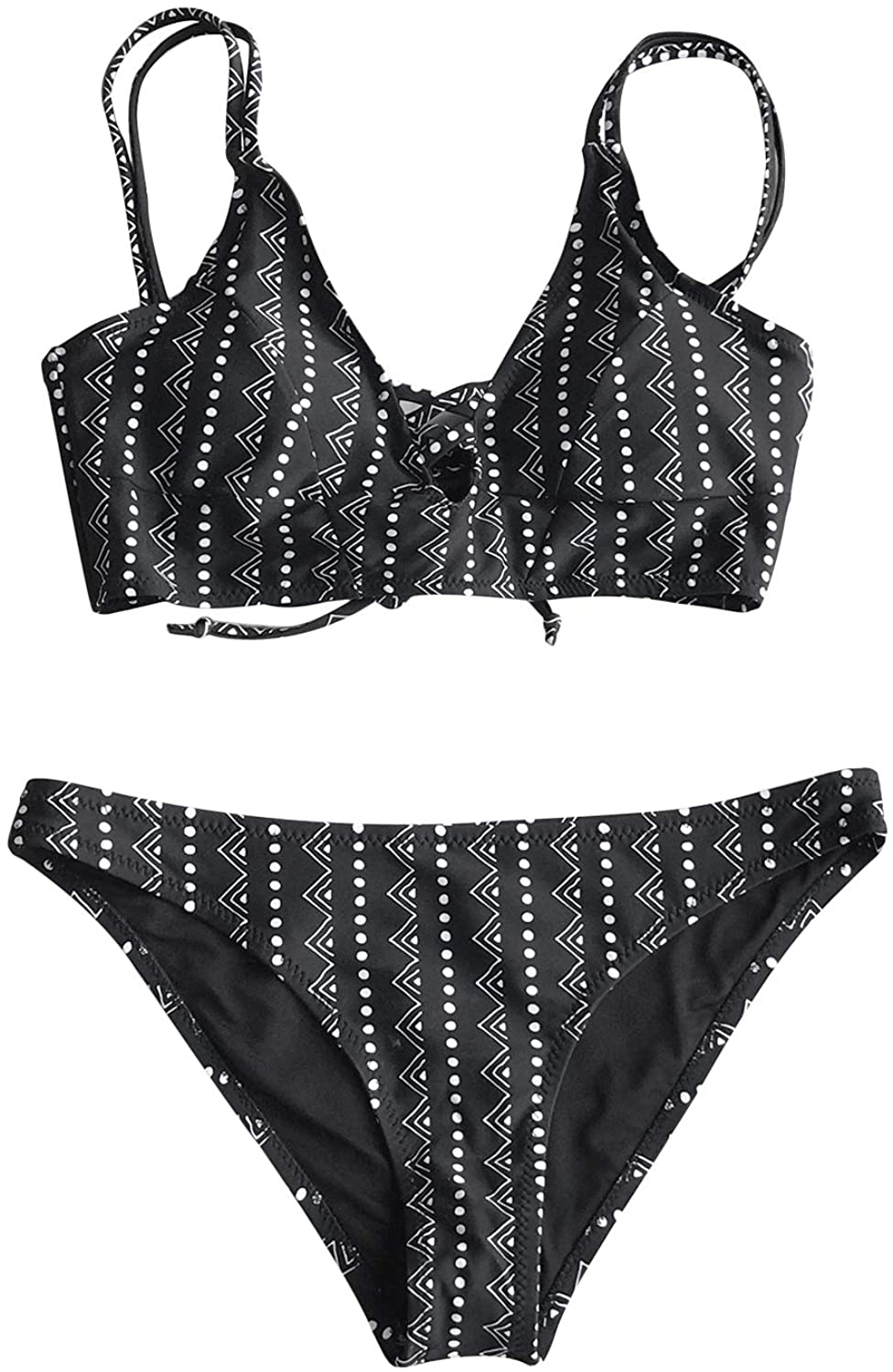 CUPSHE Women's Dream Space Lace Up Bikini Set Beach Swimwear Apparel & Accessories > Clothing > Swimwear CUPSHE   