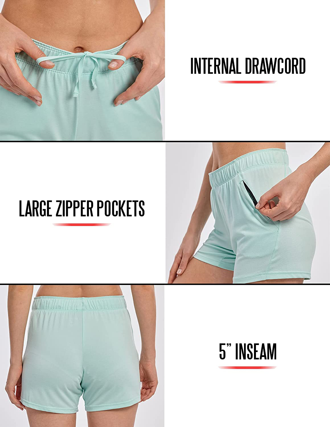 Liberty Imports 5 Pack Women'S 5" Quick Dry Yoga Training Shorts with Zipper Pockets Apparel & Accessories > Clothing > Shorts Kylie Max   