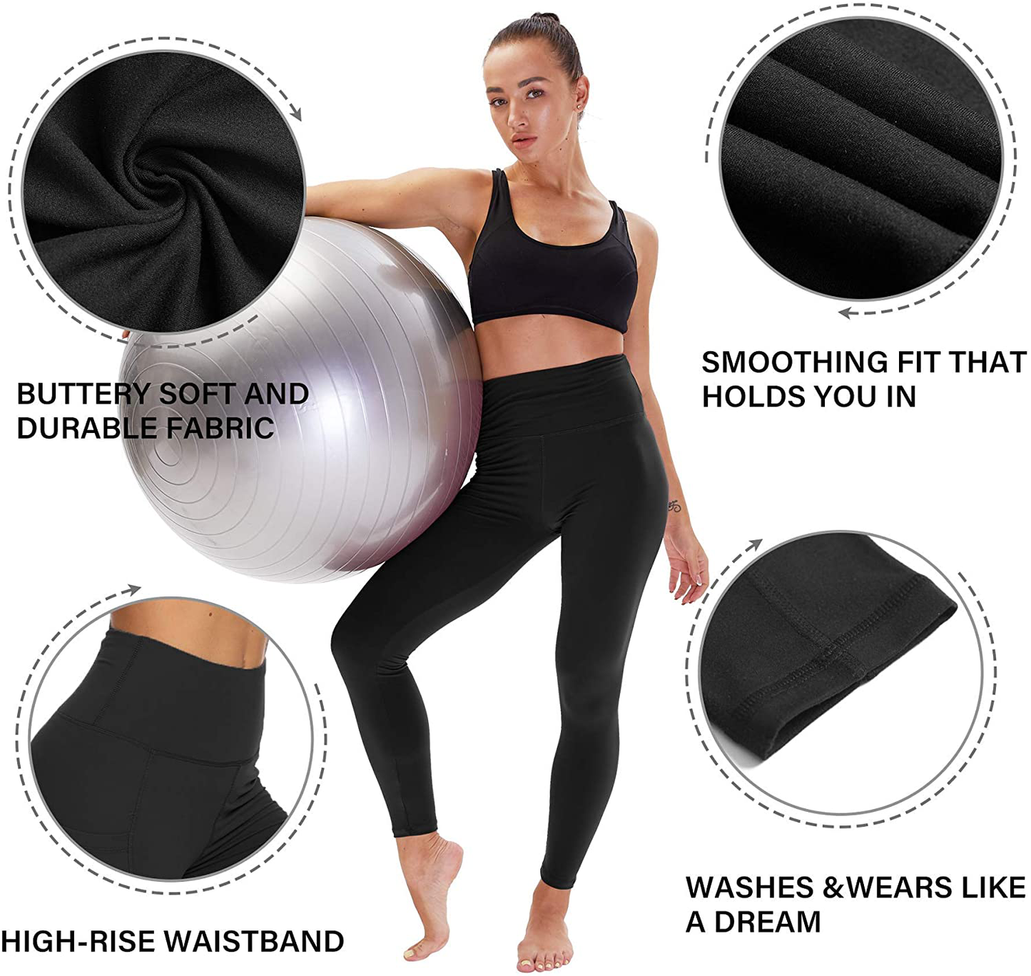 TNNZEET 3 Pack High Waisted Leggings for Women - Buttery Soft Workout Running Yoga Pants Apparel & Accessories > Clothing > Activewear TNNZEET   