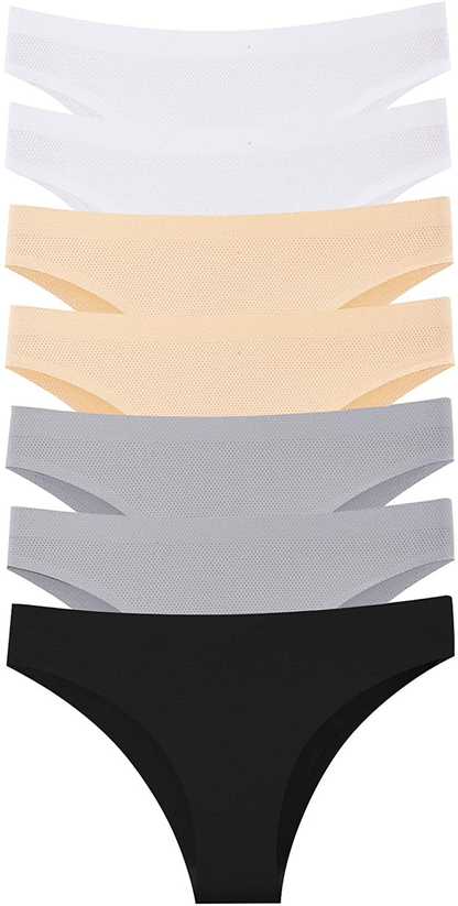 Dlala 7 Pack Women Seamless Underwear No Show Breathable Soft Stretch Bikini Panties Apparel & Accessories > Clothing > Underwear & Socks > Underwear Dlala Color C ：solid Color Design X-Large 