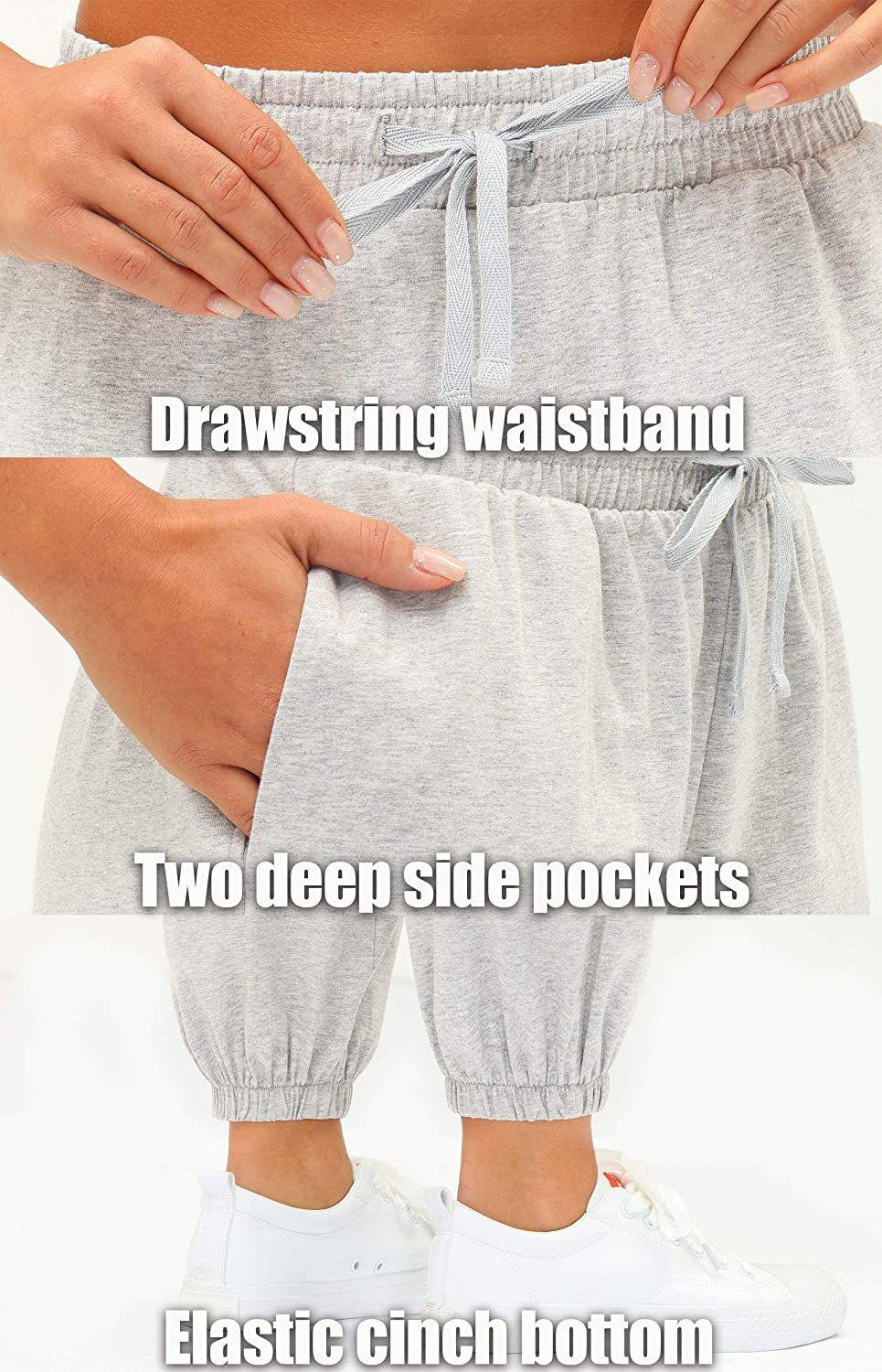 Women'S Cotton Sweatpants High Waisted Pants with Pockets Athletic Fit Joggers for Women Lounge,Jogging Apparel & Accessories > Clothing > Activewear Kylie Max   