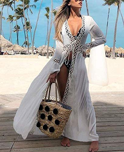 Wander Agio Womens Bikini Cover Ups Beach Casual Dress Coverup Swimsuits Long Cardigan Button Black Apparel & Accessories > Clothing > Swimwear Kylie Max   