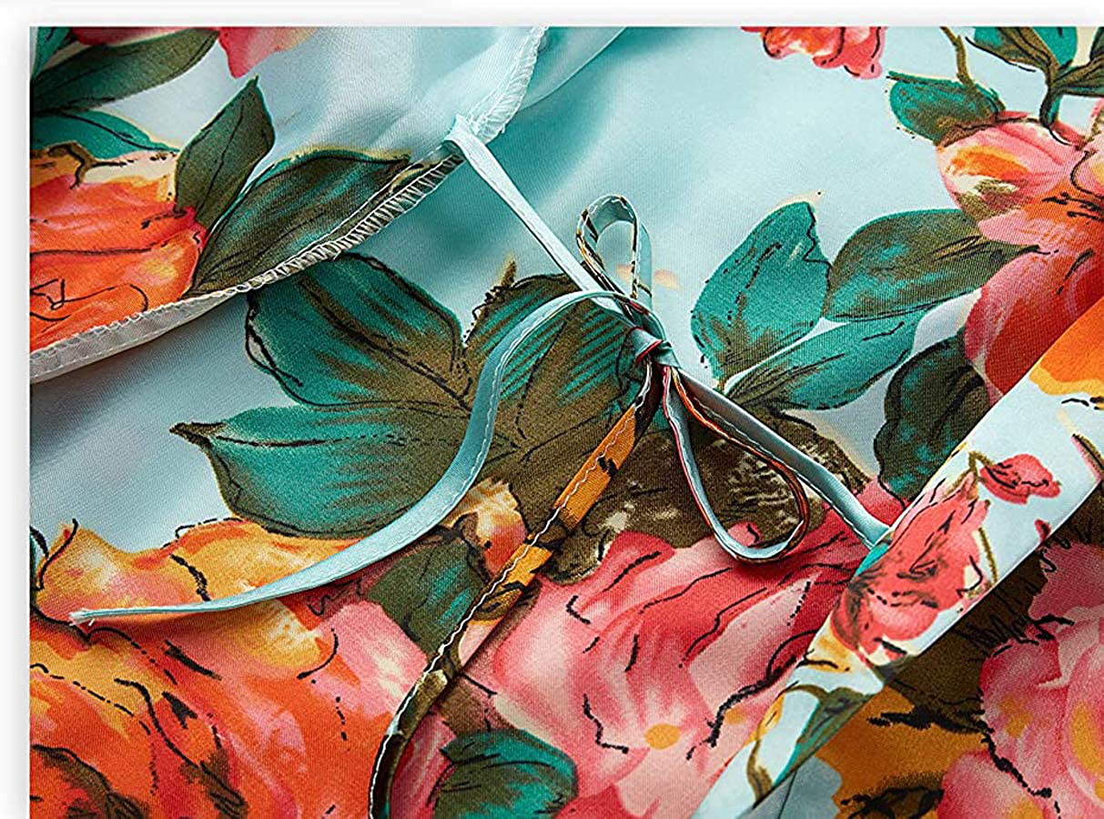 Peony Floral Silk Kimono Robe Bride Bridal Bridesmaid Robes Dressing Gown Housecoat Bathrobe for Women Apparel & Accessories > Clothing > Sleepwear & Loungewear > Robes QXQTER   