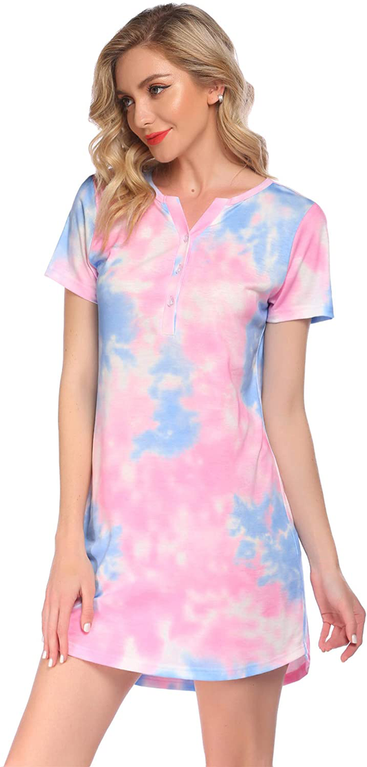 Ekouaer Women'S Nightgown Sleep Nightshirt Sleepshirt Button down Pajama Dress Sleepwear Apparel & Accessories > Clothing > Sleepwear & Loungewear > Nightgowns Kylie Max   