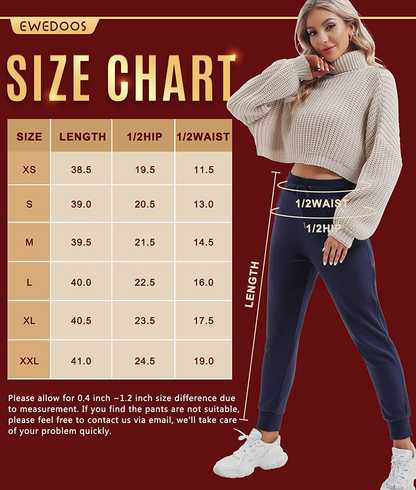 Ewedoos Fleece Sweatpants for Women with Pockets - Fleece Lined Joggers for Women Winter Pants Womens Sweatpants with Pockets Apparel & Accessories > Clothing > Activewear Kylie Max   