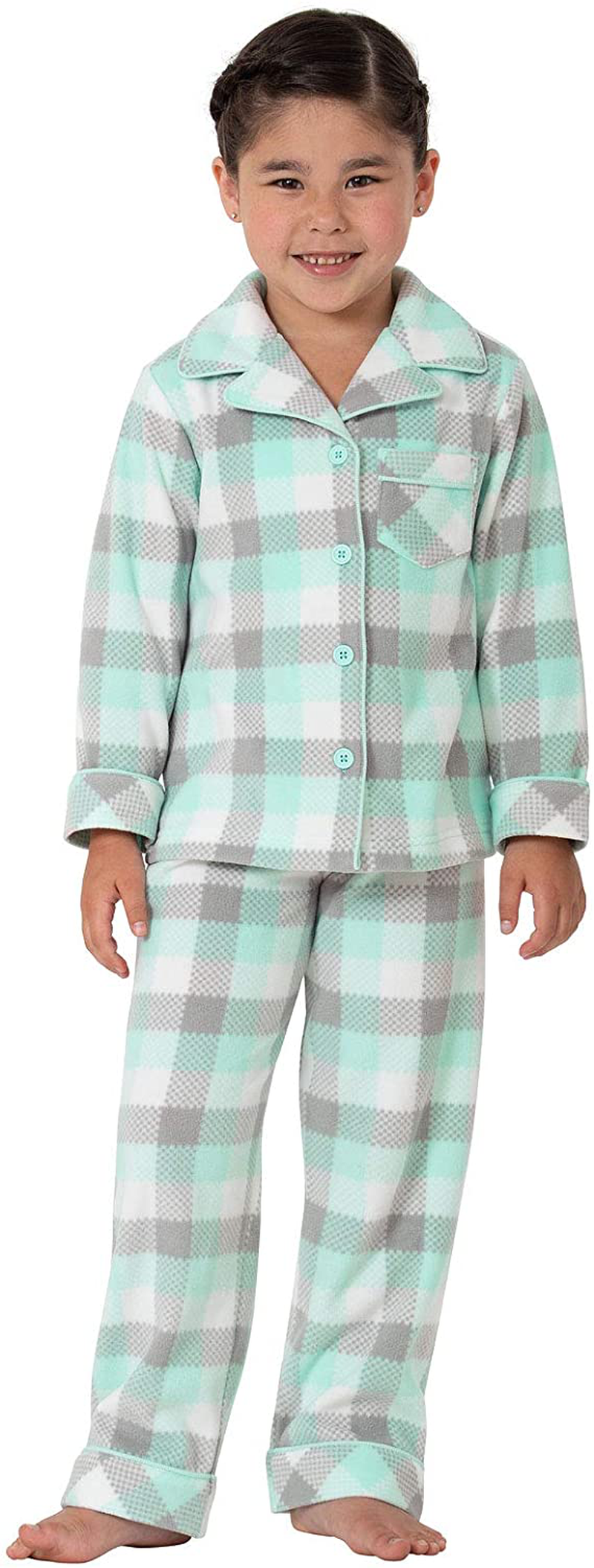 Pajamagram Big Girls Fleece Button-Front Pajama Set Apparel & Accessories > Clothing > Sleepwear & Loungewear > Pajamas Kylie Max   