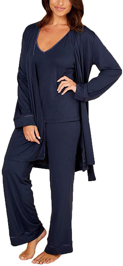 Cosabella Women'S Bella Curvy Racerback Cami Robe & Pant Pajama Set, Deep Ruby/Deep Ruby, Petite Apparel & Accessories > Clothing > Sleepwear & Loungewear Kylie Max   