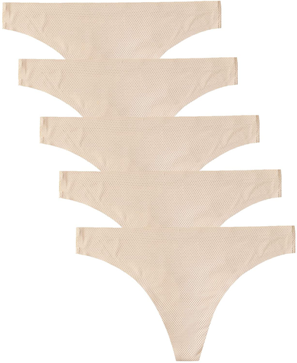 VOENXE Seamless Thongs for Women No Show Thong Underwear Women 5-10 Pack Apparel & Accessories > Clothing > Underwear & Socks > Underwear VOENXE D-5 Pack Apricot X-Large 