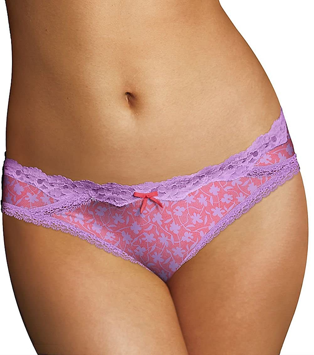 Maidenform Women'S Sexy Must Haves Bikini Panty  Maidenform Women's IA - Panties Coral Dash Print W/Water Iris 6 