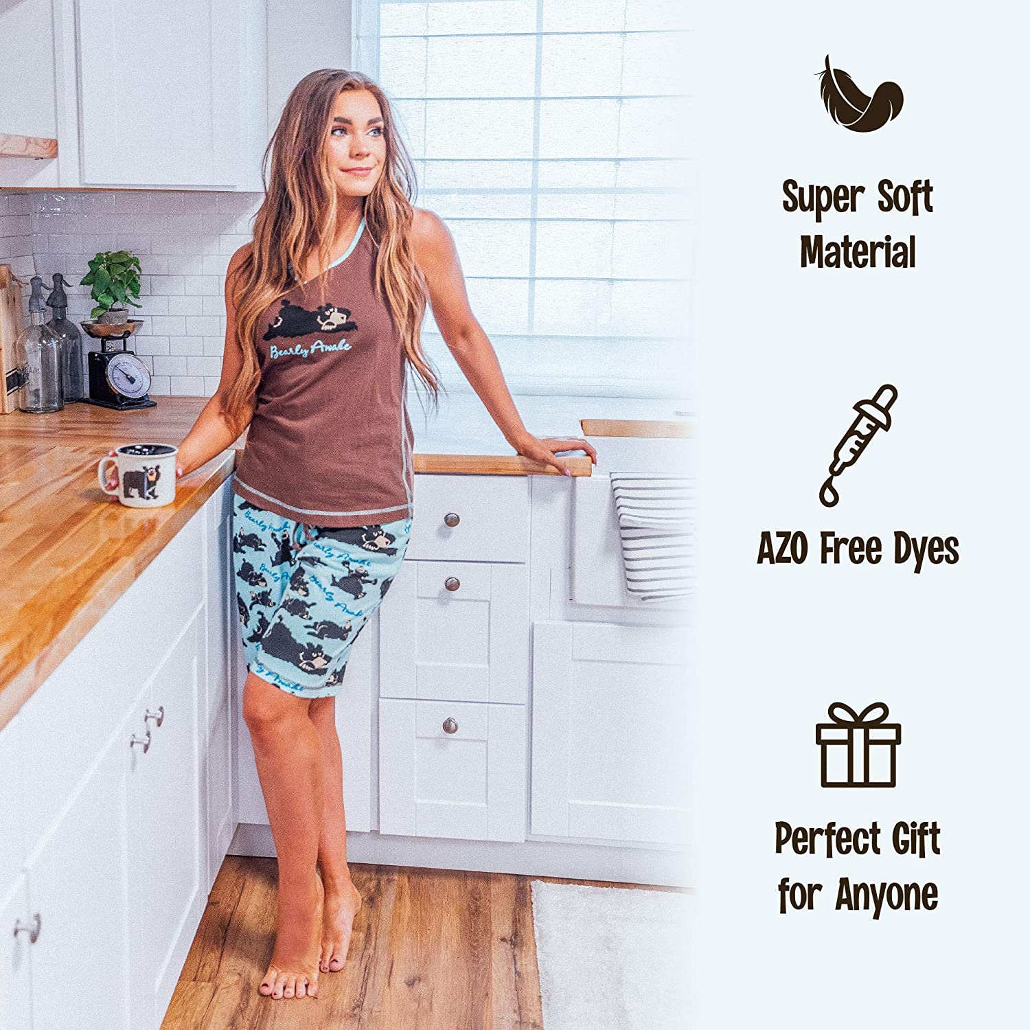 Lazy One Animal Pajamas for Women, Cute Pajama Shorts and Top Separates Apparel & Accessories > Clothing > Sleepwear & Loungewear > Pajamas Kylie Max   