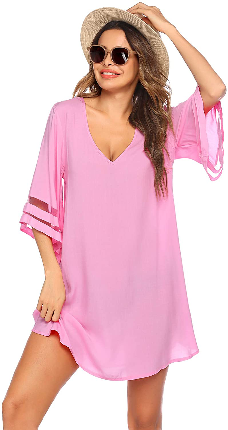 Ekouaer Women'S Swim Cover Ups for Beach Swimwear, Summer Casual Loose Sun Dress Apparel & Accessories > Clothing > Swimwear Kylie Max   