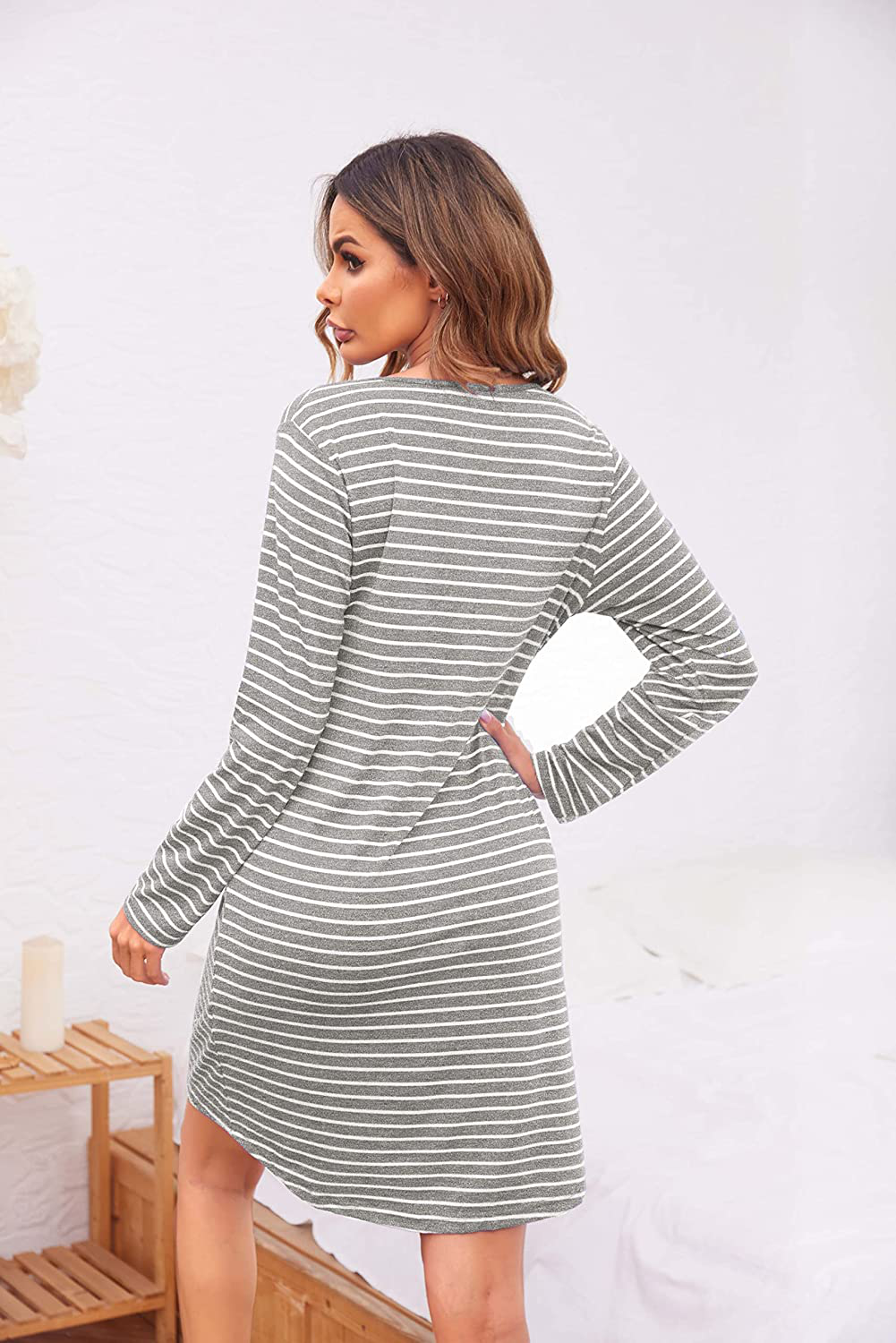 Ekouaer Women'S Nightshirt Long Sleeve Button down Nightgown V-Neck Sleepwear Short Sleeve Pajama Dress Apparel & Accessories > Clothing > Sleepwear & Loungewear > Nightgowns Kylie Max   