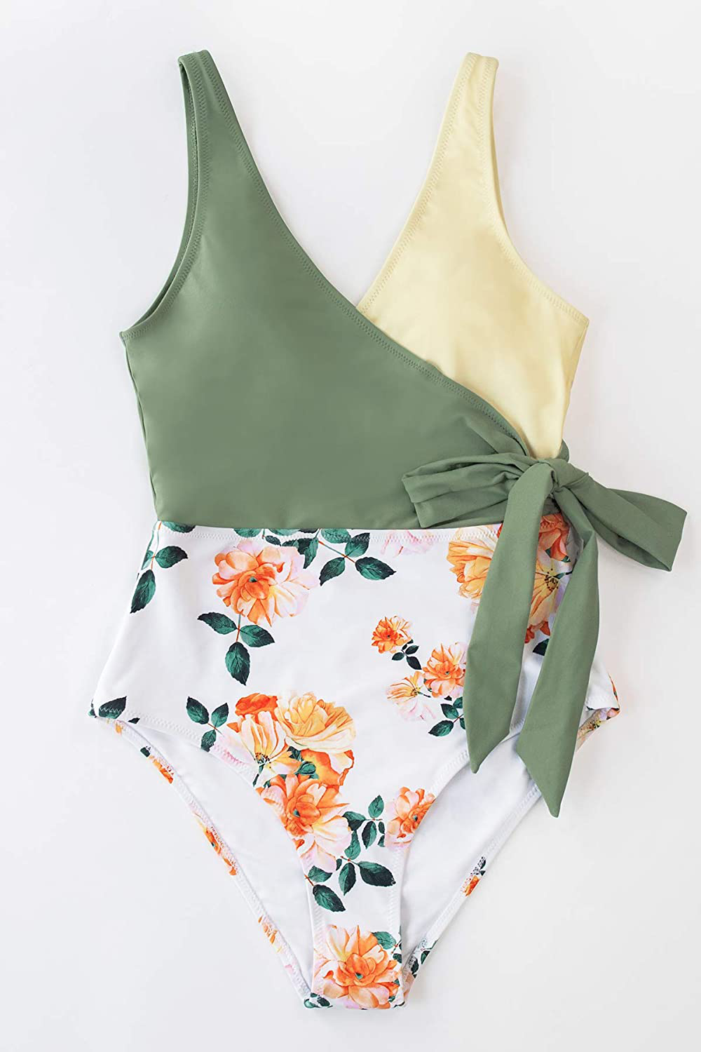 CUPSHE Women'S One Piece Swimsuit Wrap Color Block Tie Side Bathing Suit Apparel & Accessories > Clothing > Swimwear Kylie Max   