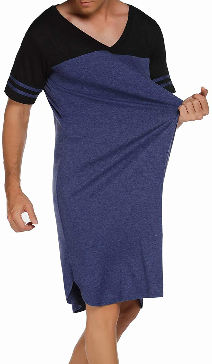 Ekouaer Nightgowns Mens V Neck Long Sleeve Sleepwear Big&Tall Pajama Sleeping Wear Loungewear Nightshirts M-XXXL Apparel & Accessories > Clothing > Sleepwear & Loungewear > Nightgowns Kylie Max   