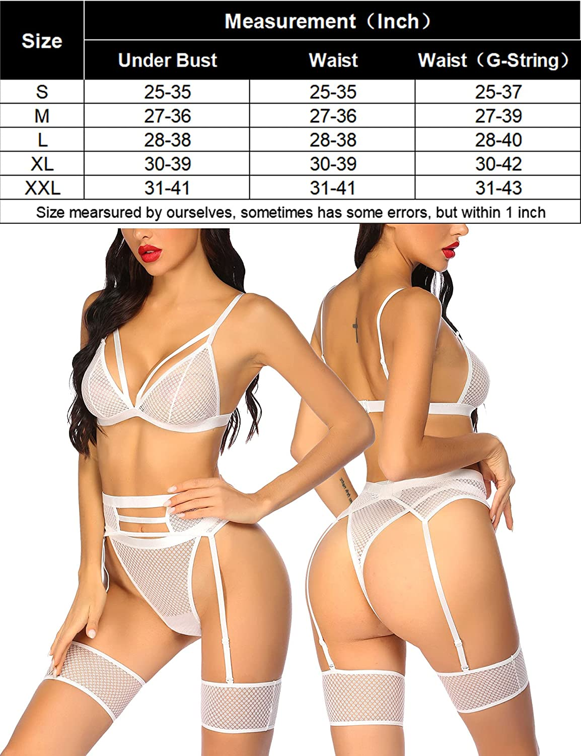 Avidlove Women Sexy Lingerie Set with Garter Belts and Leg Garter Mesh Bra and Panty Sets Lace Teddy Apparel & Accessories > Clothing > Underwear & Socks > Lingerie Avidlove   