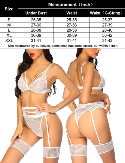 Avidlove Women Sexy Lingerie Set with Garter Belts and Leg Garter Mesh Bra and Panty Sets Lace Teddy Apparel & Accessories > Clothing > Underwear & Socks > Lingerie Avidlove   