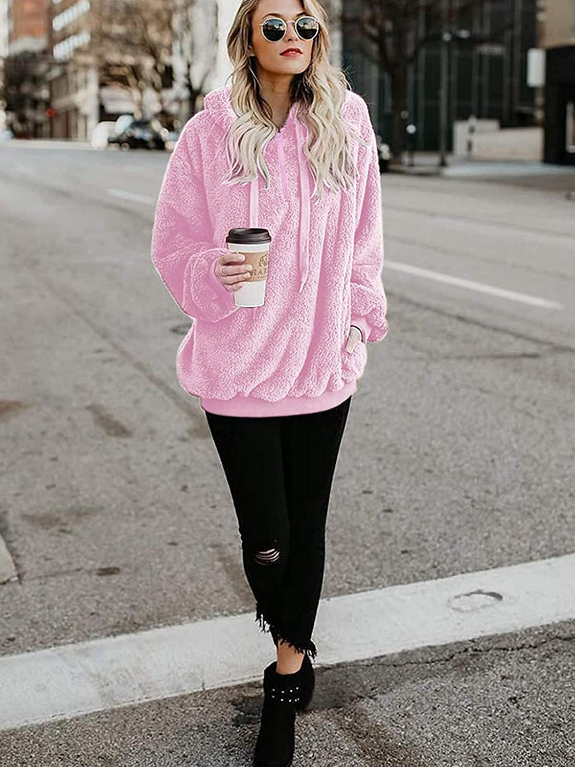Century Star Hoodies for Women Fleece Hoodie with Pockets Athletic Hooded Pullover Tops Winter Fuzzy Hoodies Fuzzy Sweatshirt Apparel & Accessories > Clothing > Activewear Kylie Max   