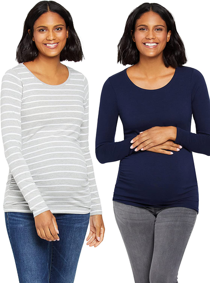 Motherhood Maternity Women'S Bumpstart 2 Pack Long Sleeve Tee Shirts Apparel & Accessories > Clothing > Activewear Kylie Max   