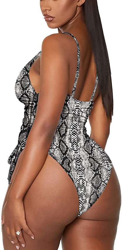 Viottiset Women'S Ruched High Cut One Piece Swimsuit Tummy Control Monokini Bikini Apparel & Accessories > Clothing > Swimwear Kylie Max   